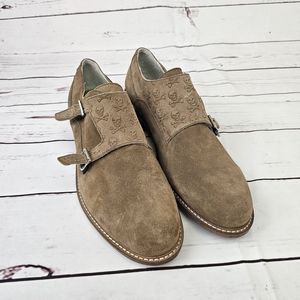 Verba Made In Italy Suede Skull Print Monk Shoes Size US9